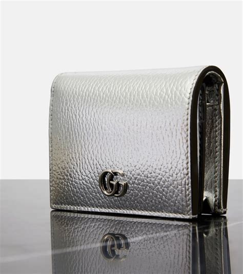 gucci metal square g leather wallet|Gucci marmont leather wallet.